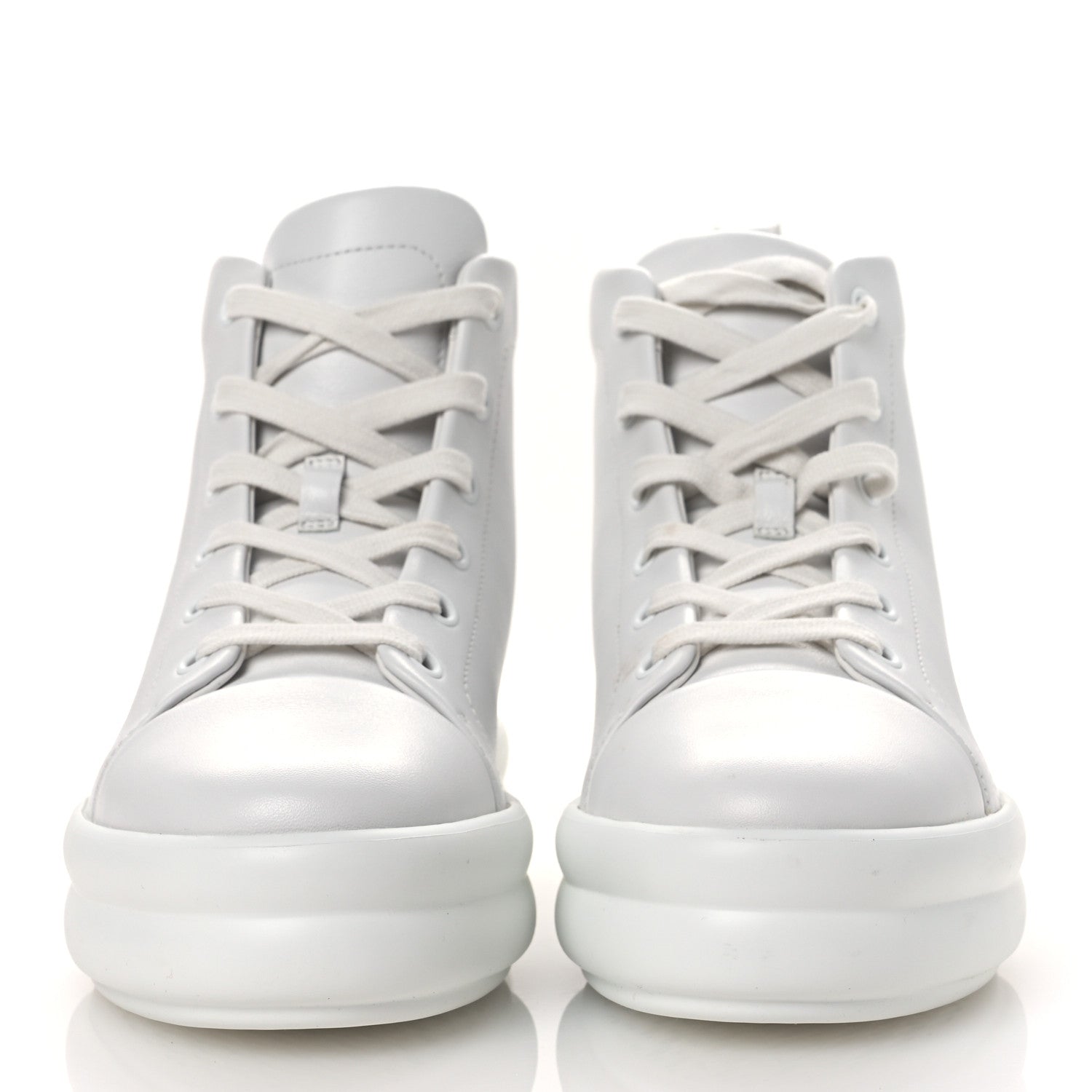 Hermes Calfskin Womens Happiness High Top Sneakers 36.5 White 3 of 12