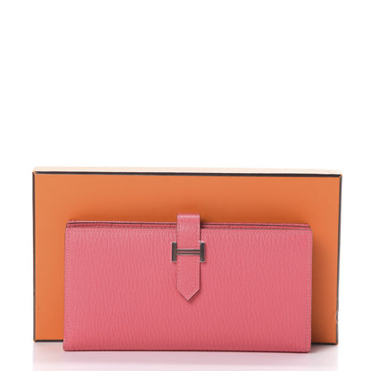 Hermes Chevre Mysore Bearn Gusset Wallet Rose Lipstick 7 of 7