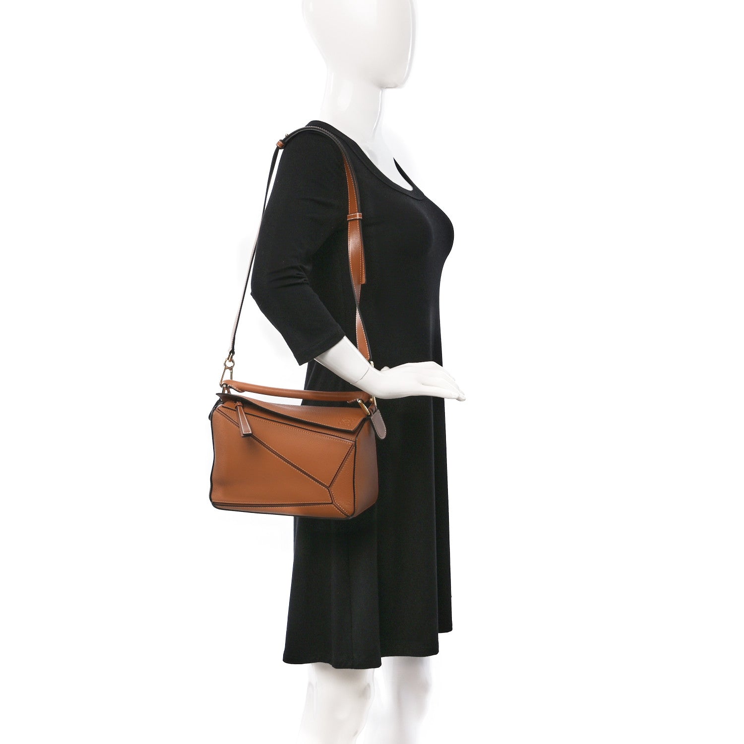 Loewe Grained Calfskin Small Puzzle Bag Tan 2 of 8