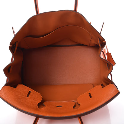 Hermes Taurillon Clemence Birkin 35 Orange 7 of 29