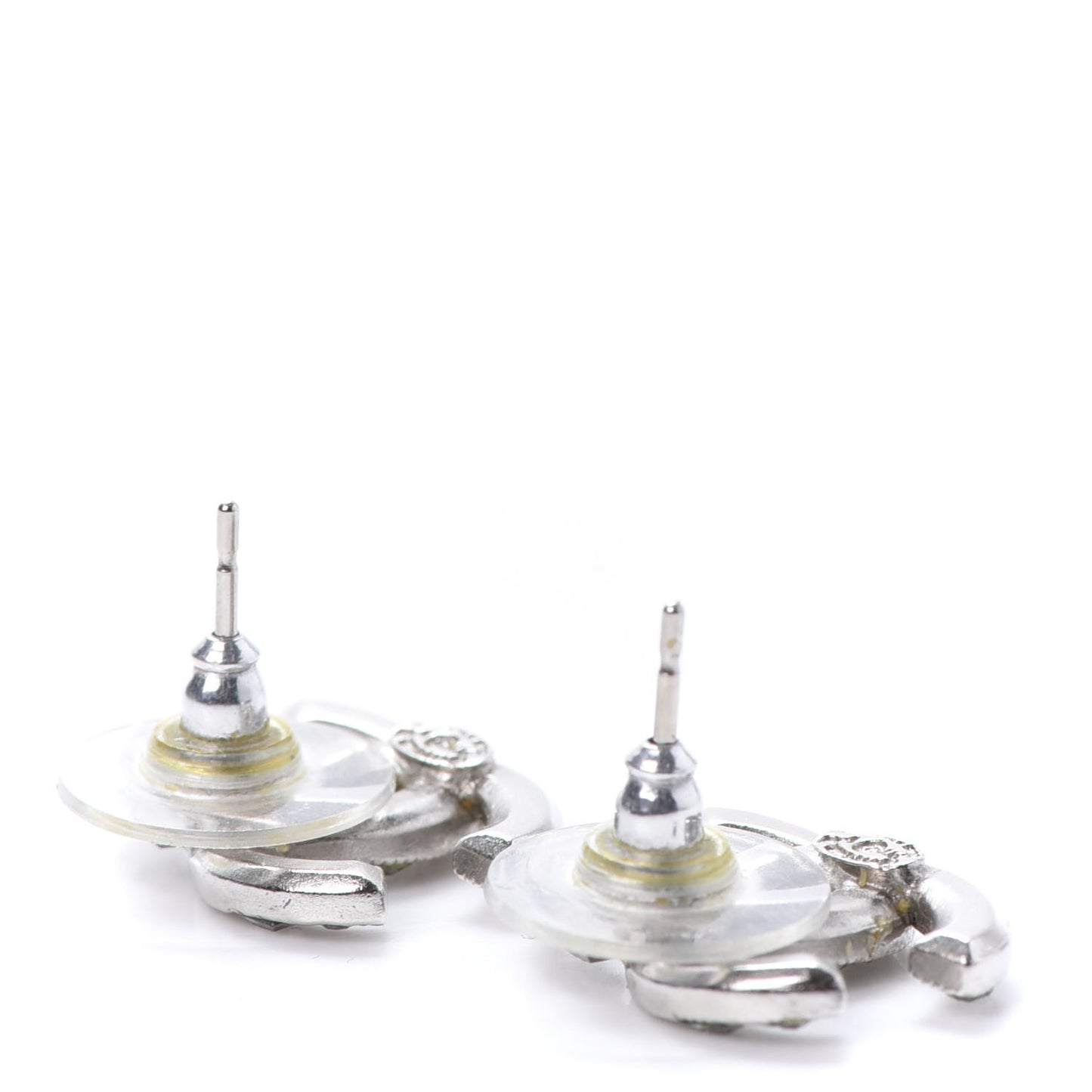 Baguette Crystal CC Earrings Silver