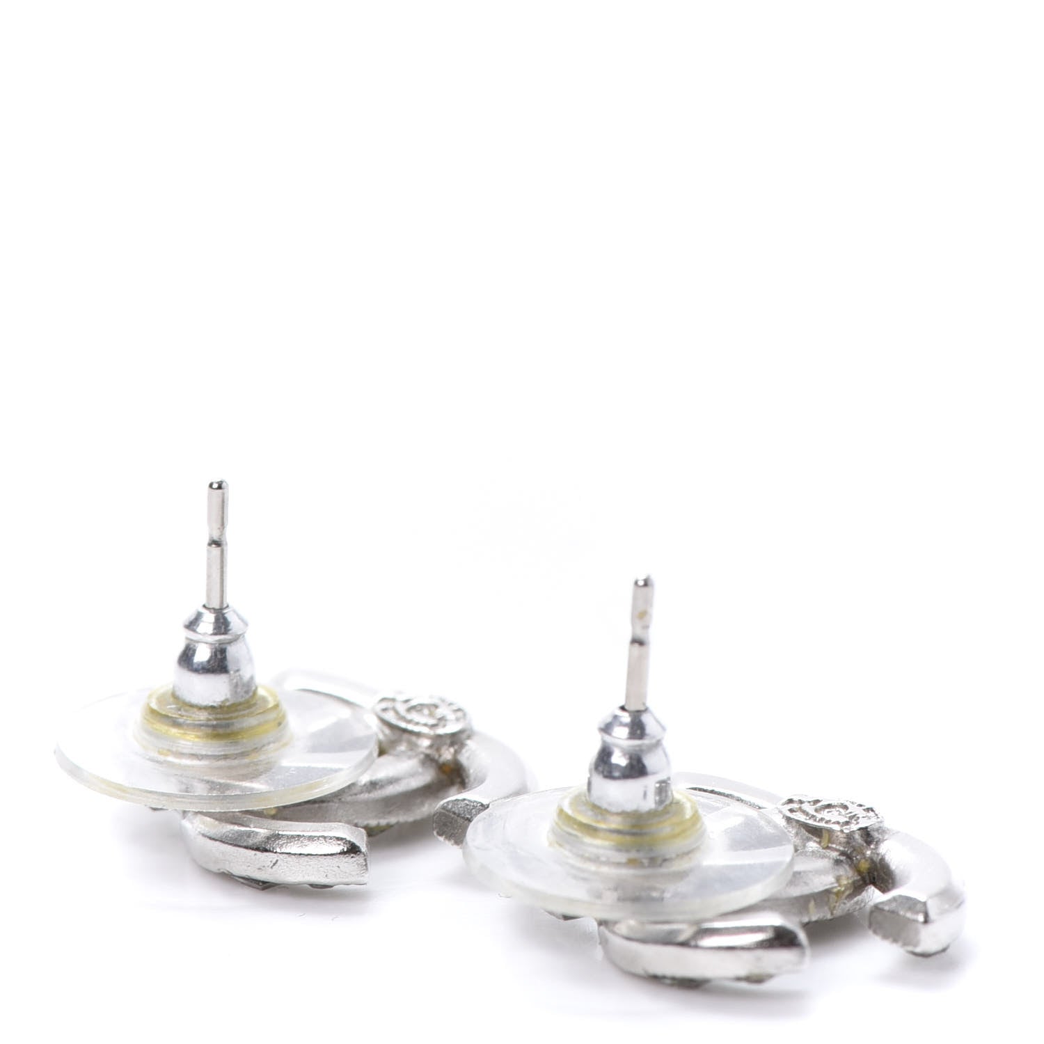 Chanel Baguette Crystal CC Earrings Silver 3 of 5