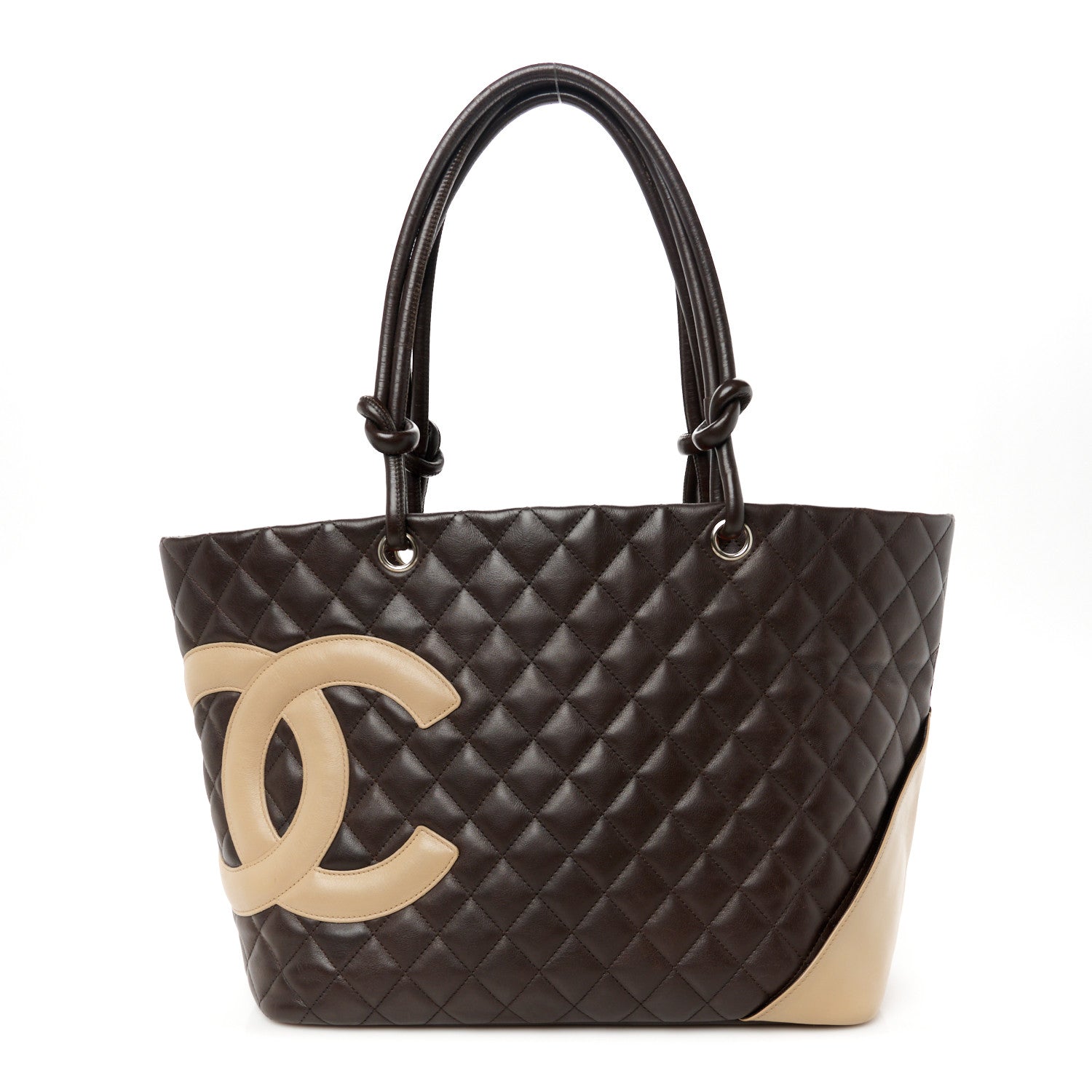 Chanel Calfskin Quilted Large Cambon Tote Brown Beige 1 of 10