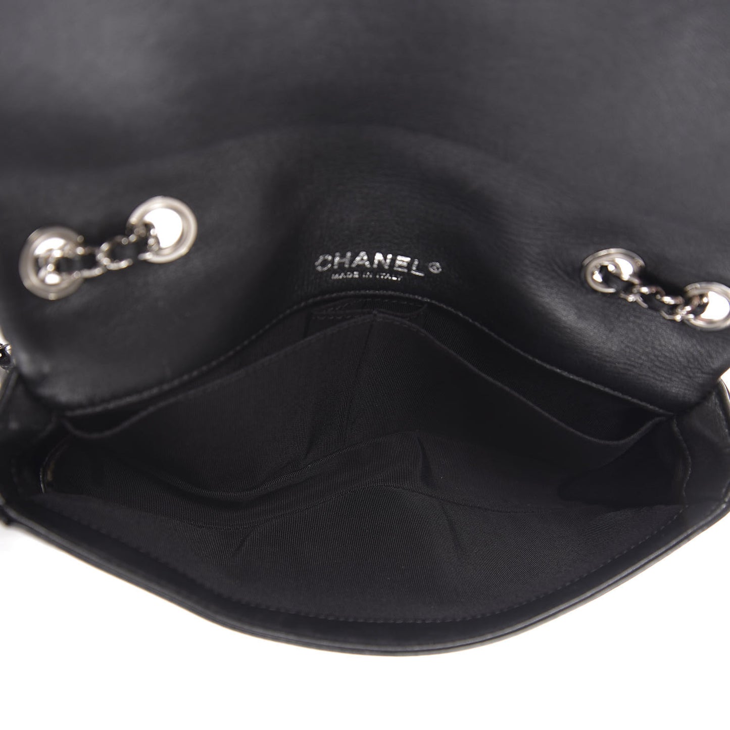 Patent Quilted Mademoiselle East West Flap Black