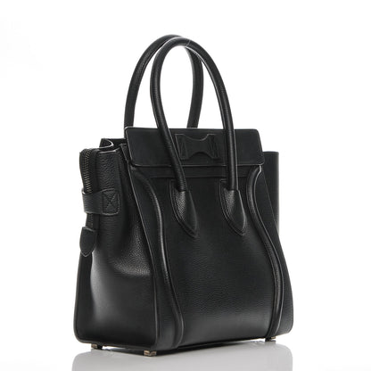Celine Drummed Calfskin Micro Luggage Black 3 of 6