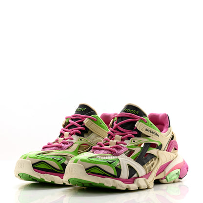 Balenciaga Rubber Mesh Bi-Color Womens Track.2 Open Sneakers 39 White Green Pink 3 of 9
