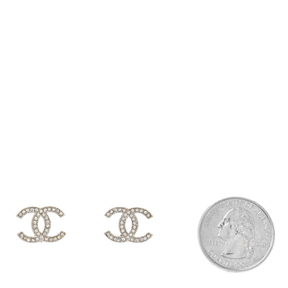 Chanel Crystal Mini Timeless CC Earrings Silver 2 of 4