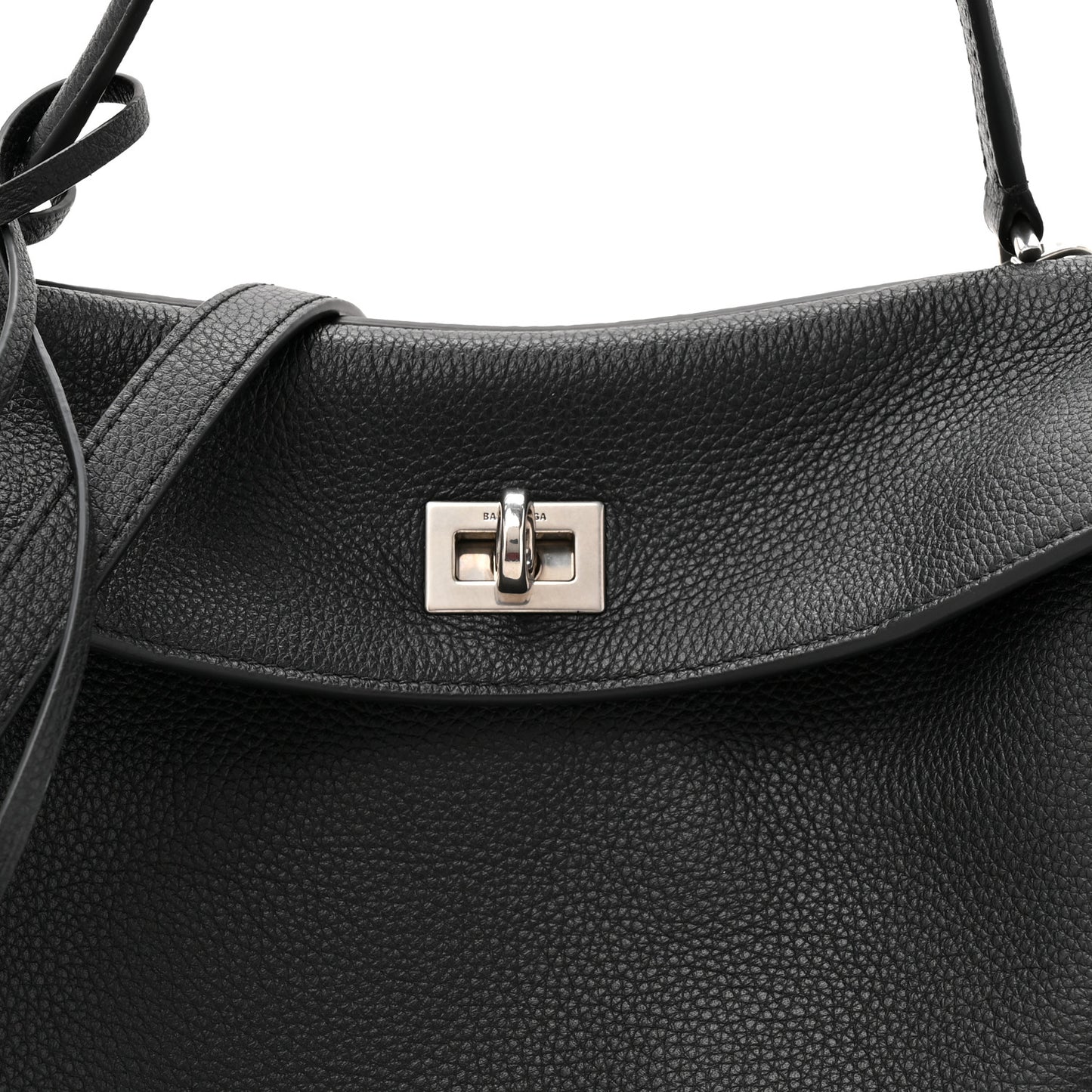 Grained Calfskin Small Rodeo Top Handle Handbag Black