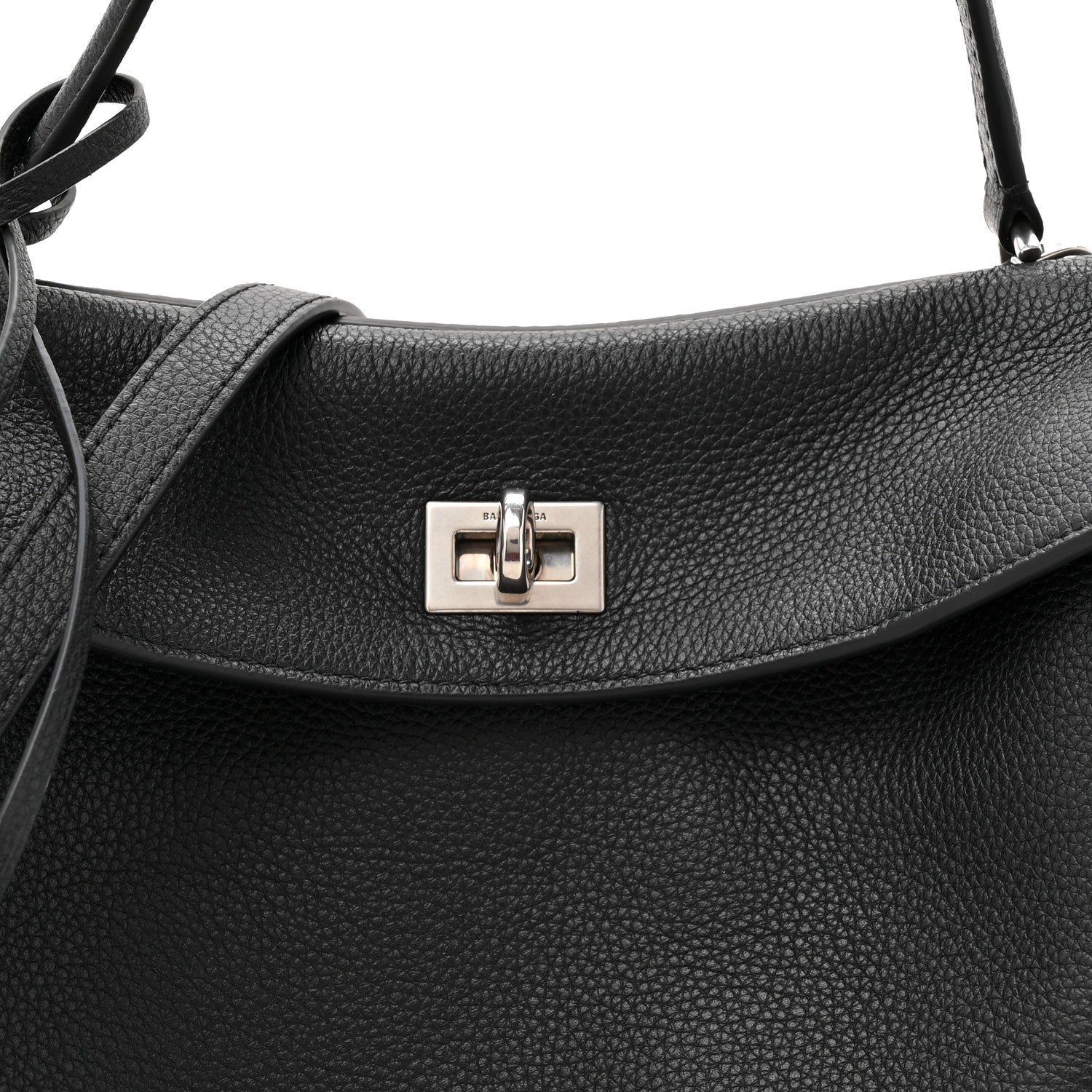 Balenciaga Grained Calfskin Small Rodeo Top Handle Handbag Black 8 of 10