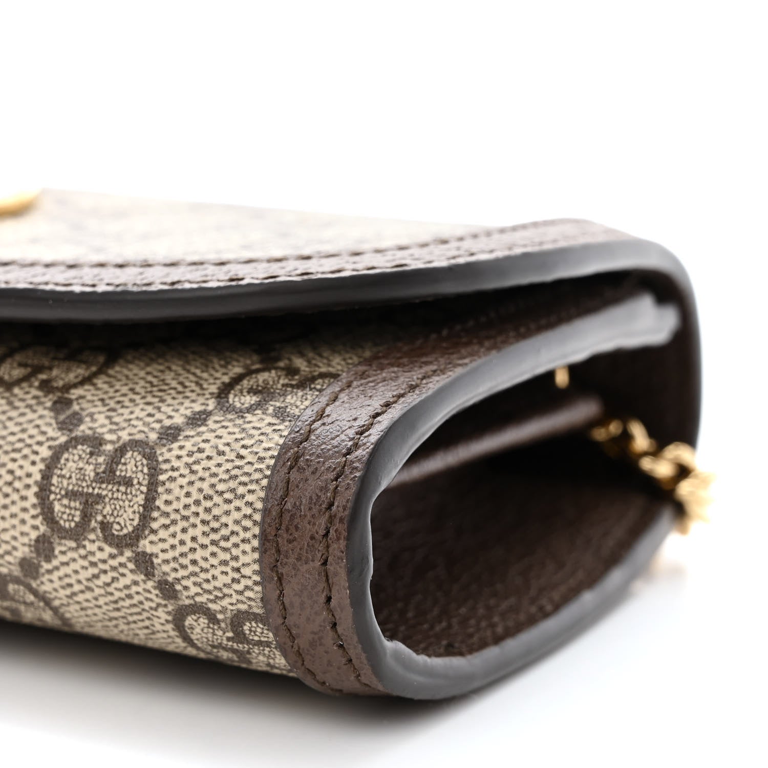Gucci GG Supreme Monogram Textured Dollar Calfskin Blondie Continental Chain Wallet Beige Ebony New Acero 10 of 11