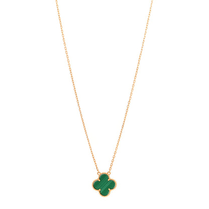 Van Cleef & Arpels 18K Yellow Gold Malachite Vintage Alhambra Pendant Necklace 1 of 7