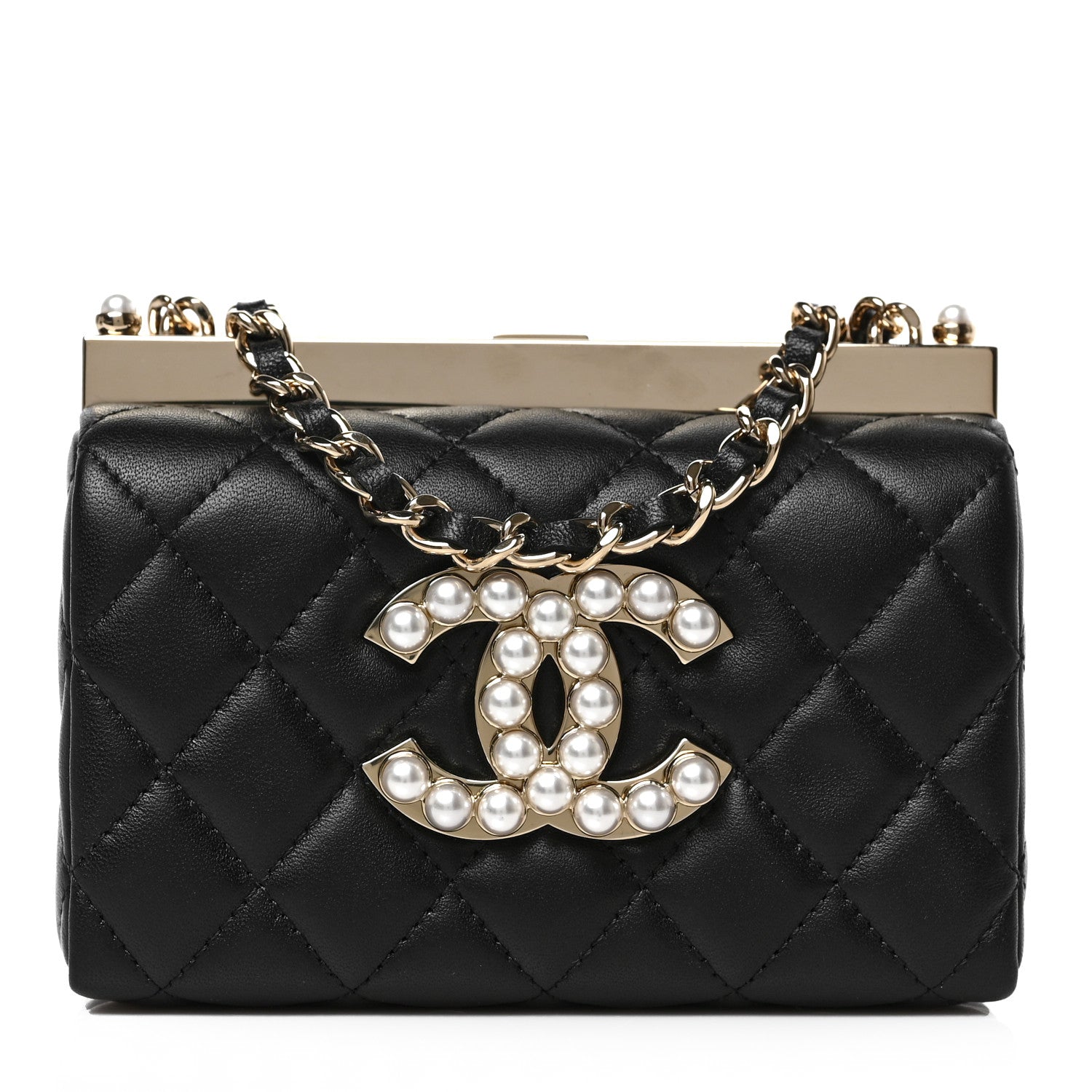 Chanel Lambskin Quilted Pearl CC Vanity Case Black 1 of 9