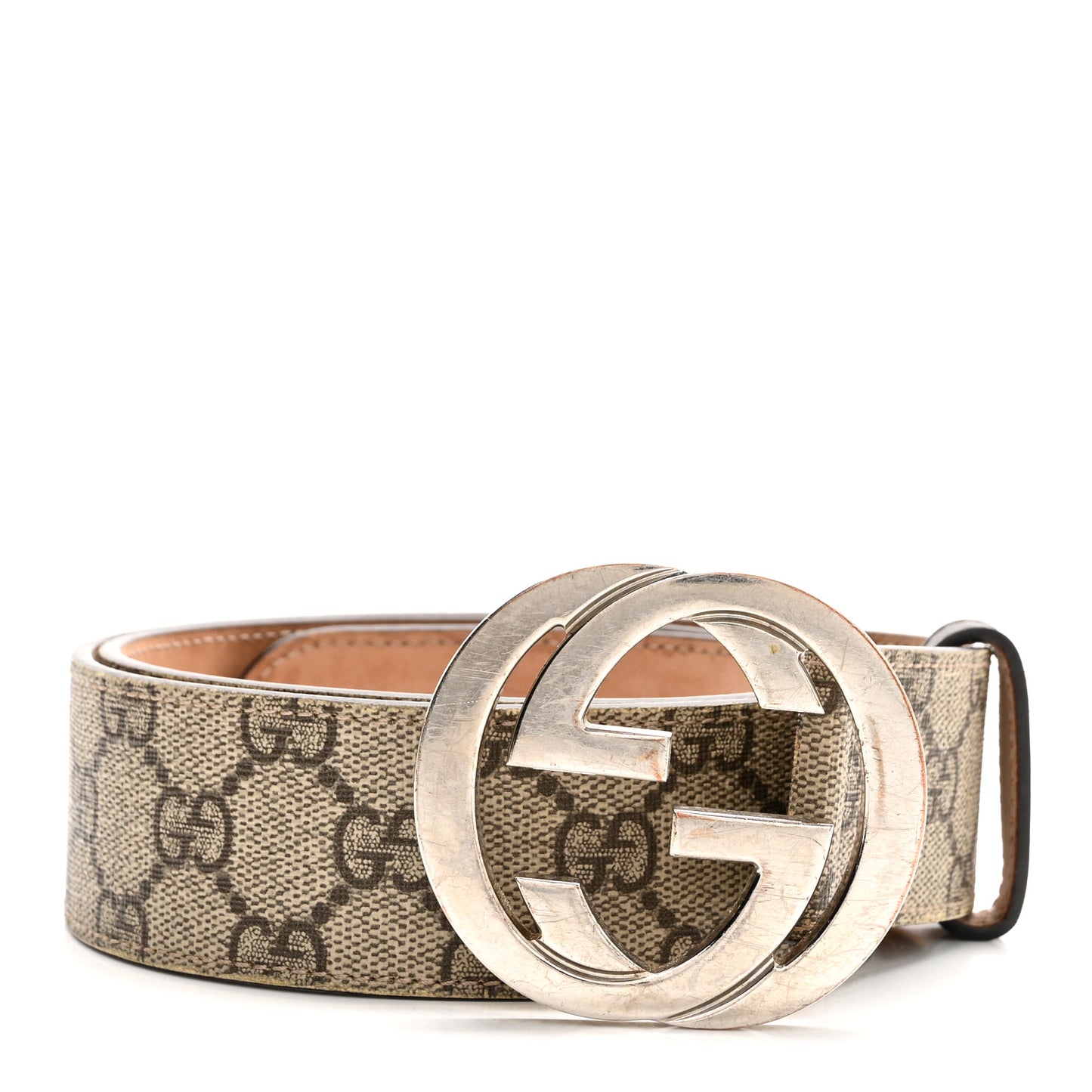 GG Supreme Monogram Selleria Calfskin Interlocking G 40mm Belt 85 34 Beige Ebony Cocoa