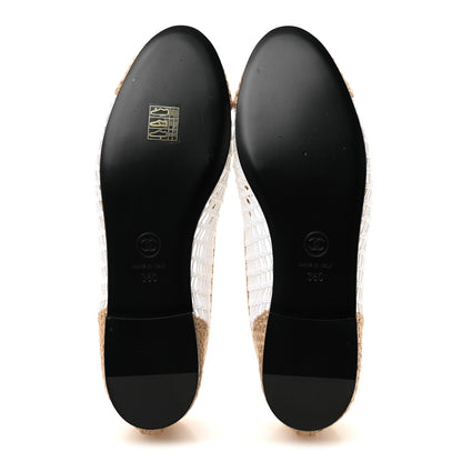 Chanel Raffia Cap Toe Ballerina Flats 38 White Beige 6 of 10