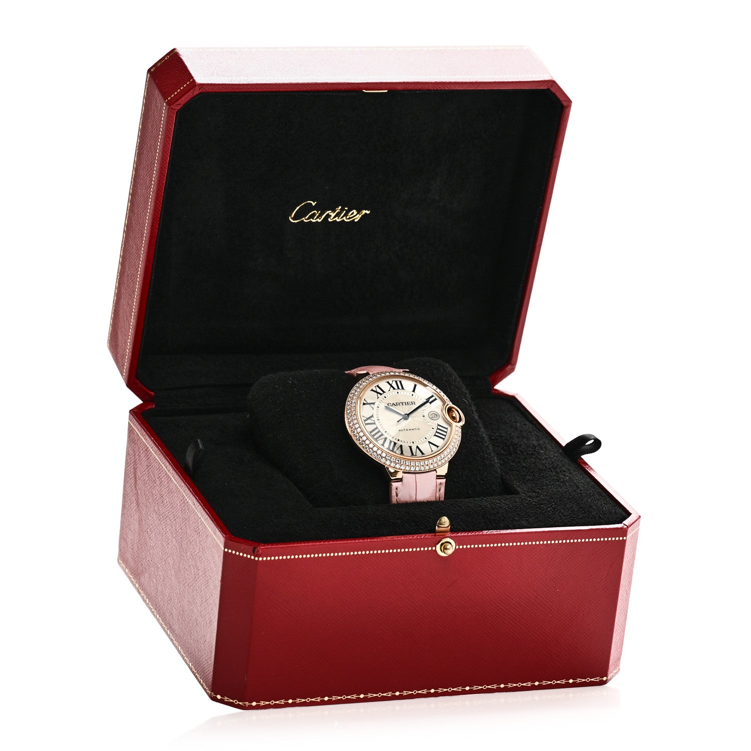 Cartier 18K Pink Gold Alligator Diamond Bezel 42mm Ballon Bleu De Cartier Automatic Watch Pink 5 of 5