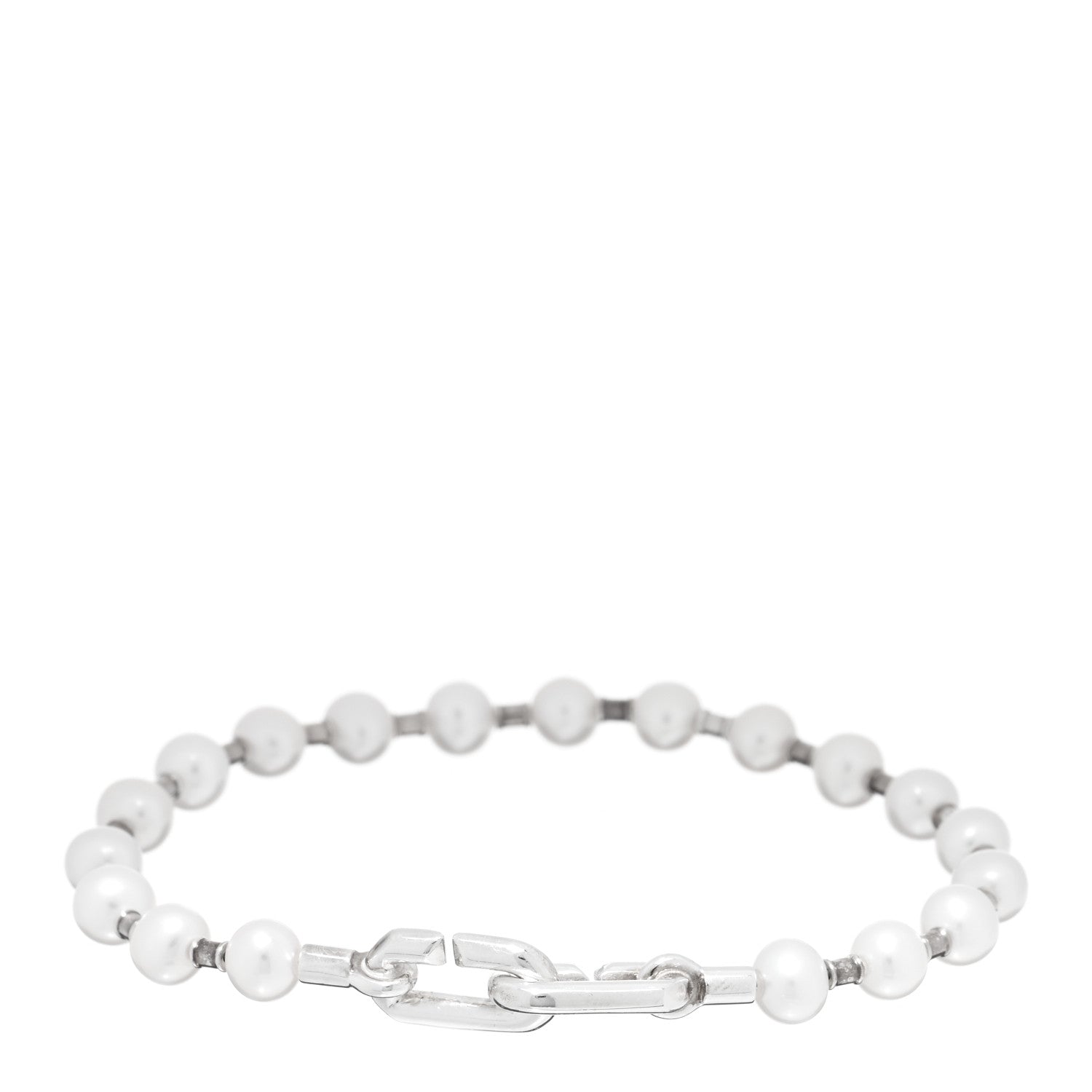 Tiffany Sterling Silver Pearl 5-6mm HardWear Bracelet 2 of 3