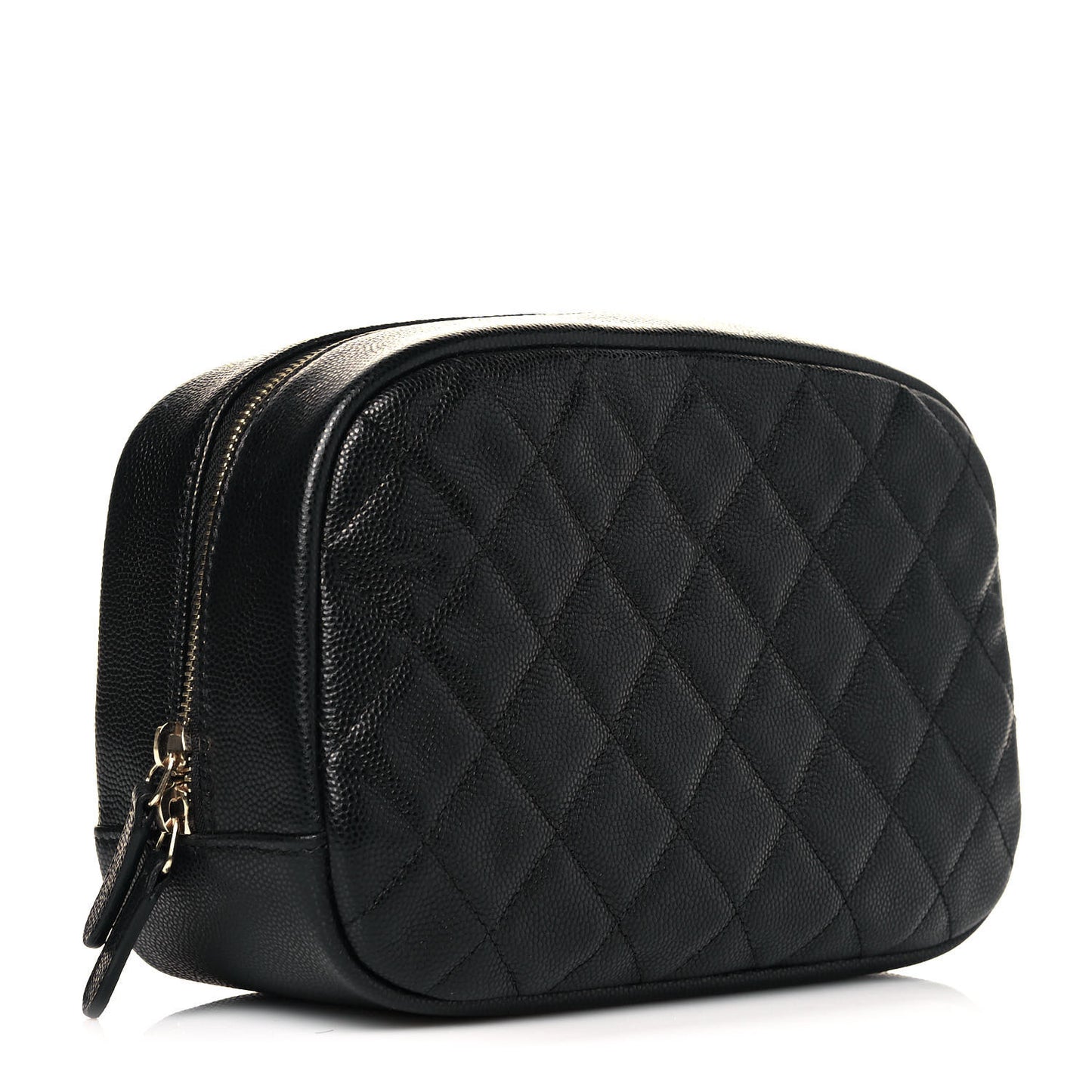 Caviar Quilted Curvy Pouch Cosmetic Case Black