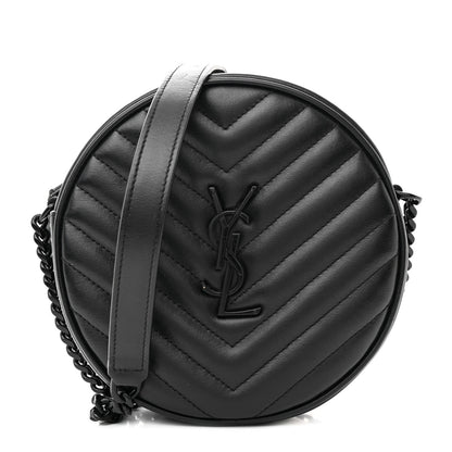 Saint Laurent Calfskin Matelasse Chevron Round Vinyle Camera Bag Black 1 of 13