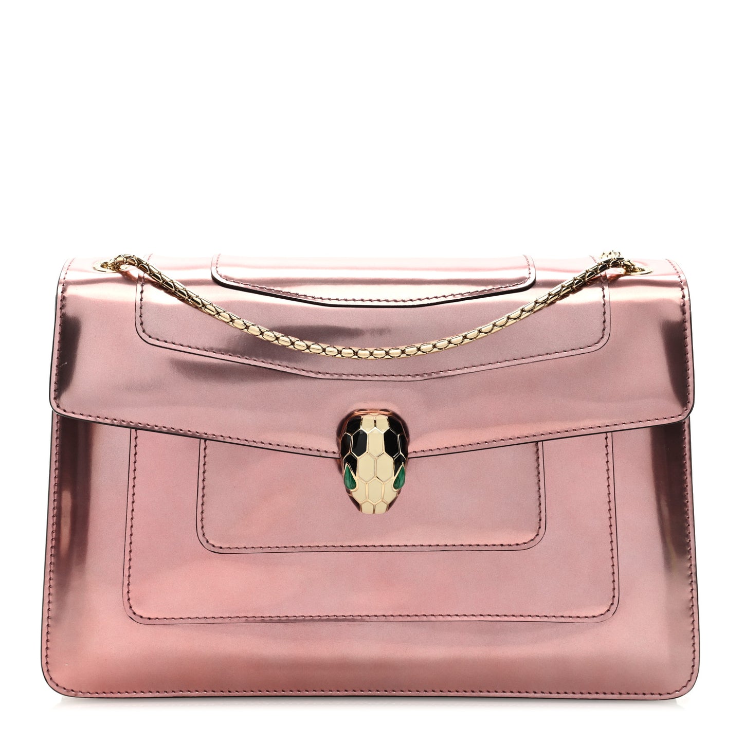 Metallic Calfskin Serpenti Forever Crossbody Bag Rose Quartz
