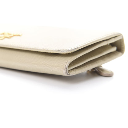 Prada Saffiano Metal Continental Flap Wallet Cera 10 of 13