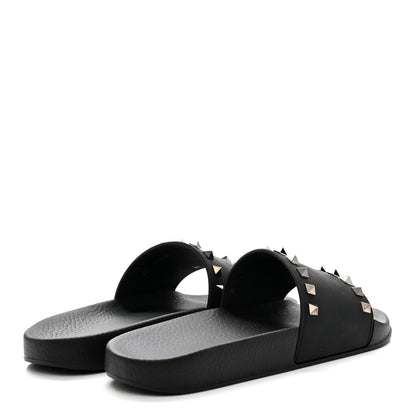 Valentino Garavani Rubber Rockstud Slide Sandals 39 Black 5 of 9
