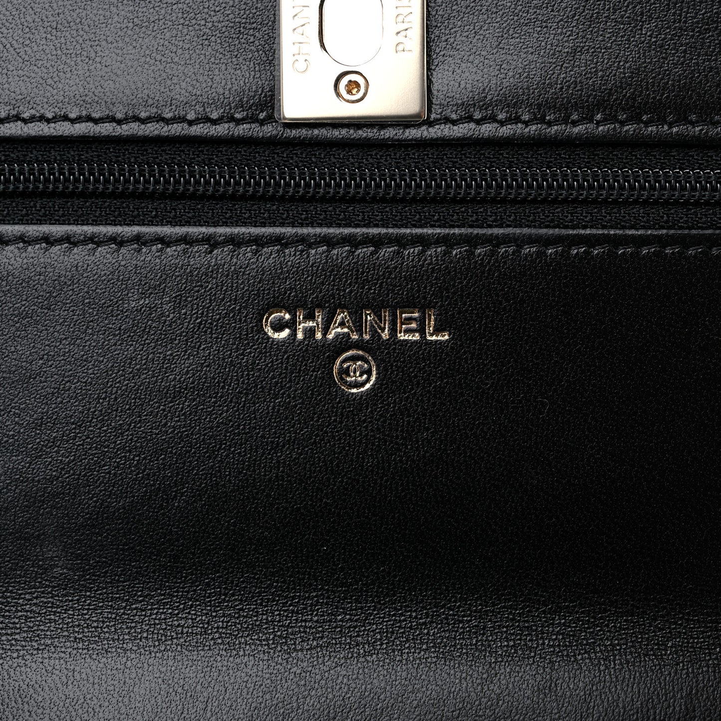 Lambskin Quilted Trendy CC Wallet On Chain WOC Black