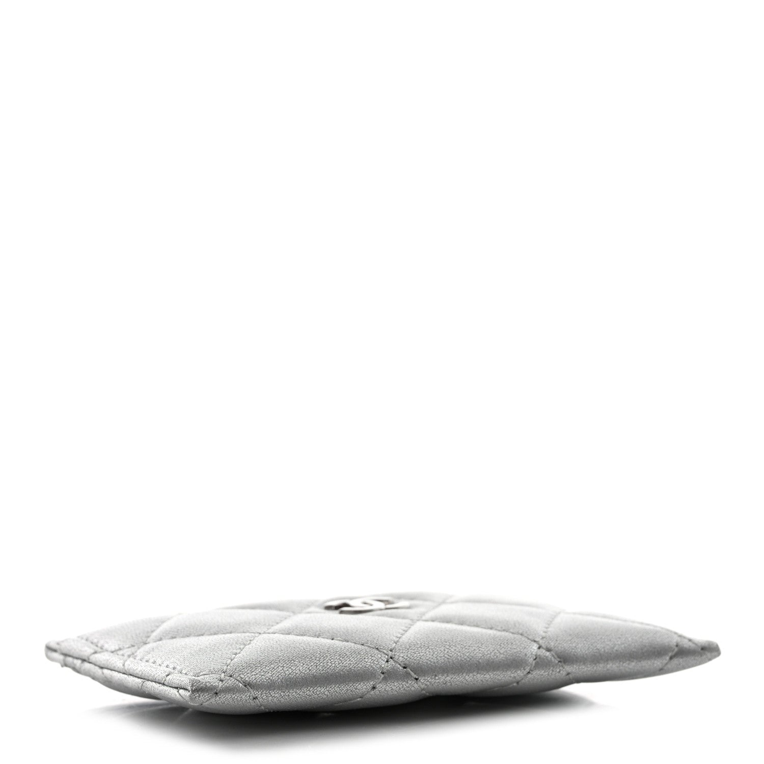 Chanel Metallic Lambskin Quilted CC Card Holder Silver 4 of 10