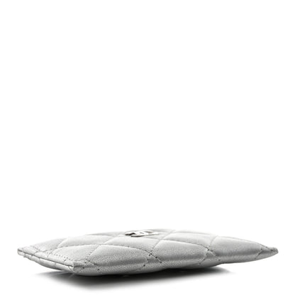 Chanel Metallic Lambskin Quilted CC Card Holder Silver 4 of 10