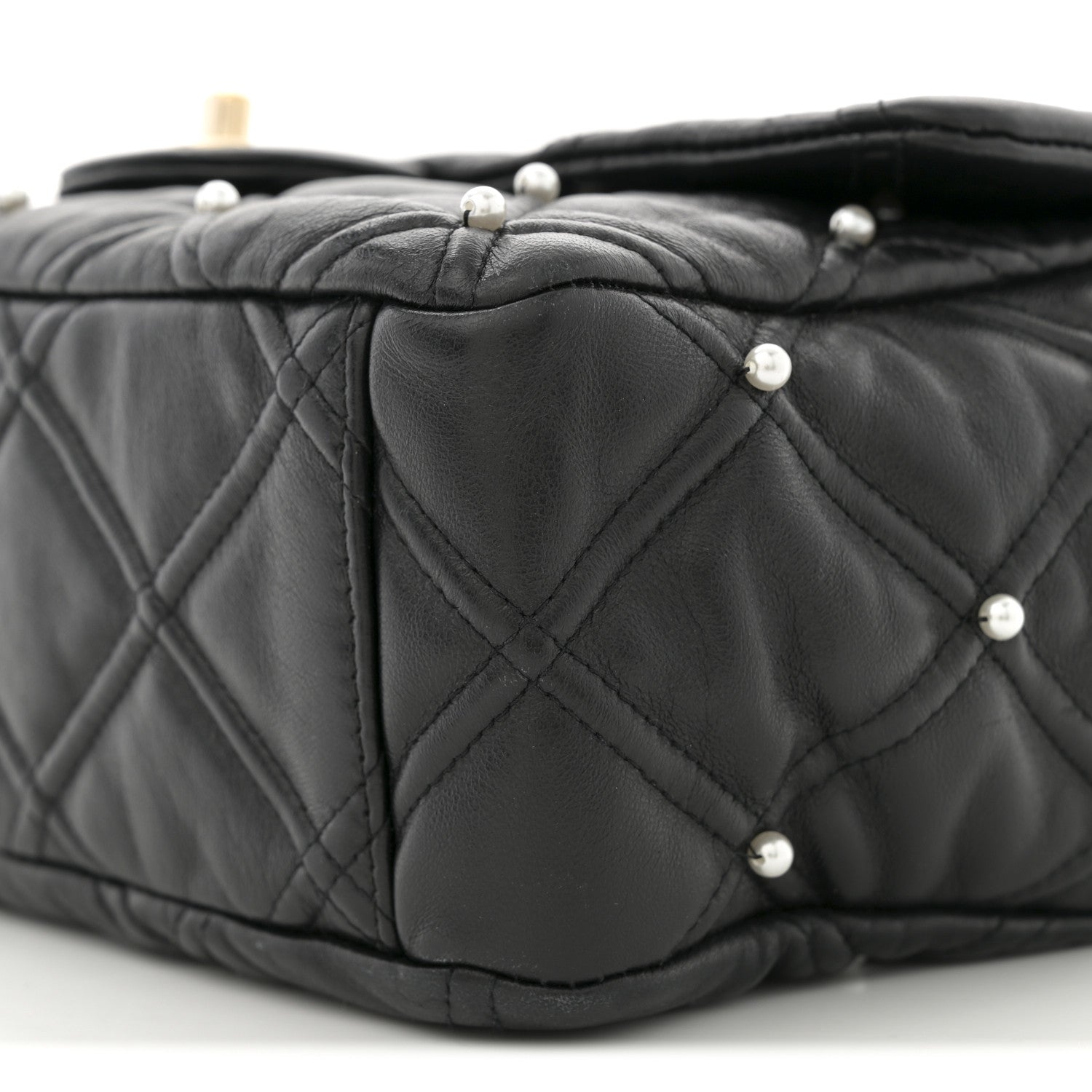 Chanel Lambskin Quilted Pearl Studded Flap Black 10 of 10
