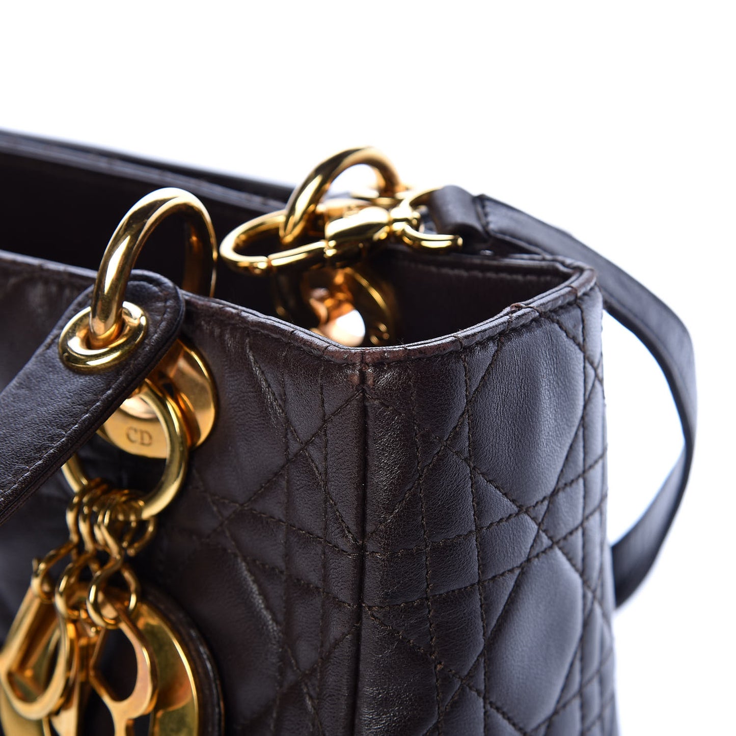 Lambskin Cannage Medium Lady Dior Dark Brown