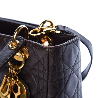 Christian Dior Lambskin Cannage Medium Lady Dior Dark Brown 16 of 18