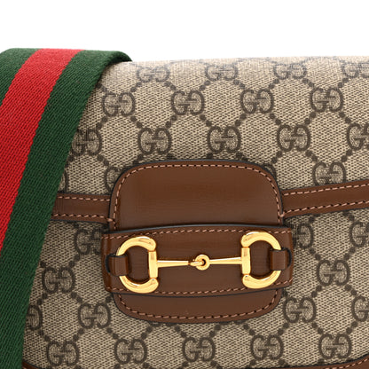 Gucci GG Supreme Monogram Web Mini Horsebit 1955 Shoulder Bag Beige Brown Sugar 9 of 12