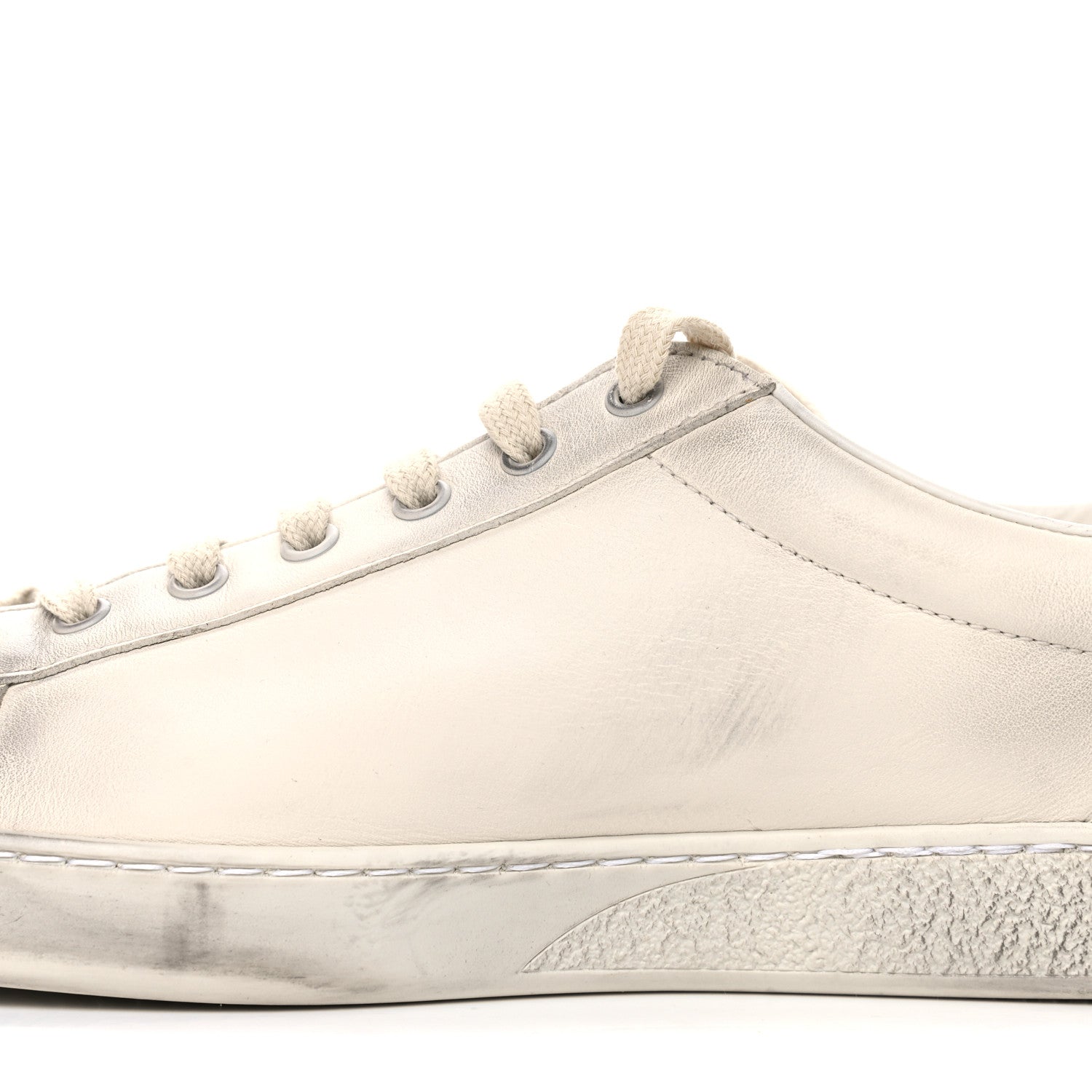 Gucci Distressed Calfskin Mens Ace Blade Sneakers 11 White 20 of 23
