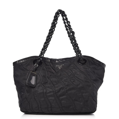 Prada Tessuto Nylon Stripes Tote Black 1 of 9