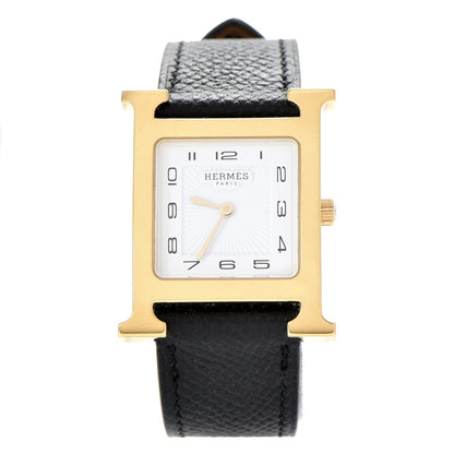 Hermes Stainless Steel Epsom 26mm Heure H Hour Quartz Watch Noir 1 of 9