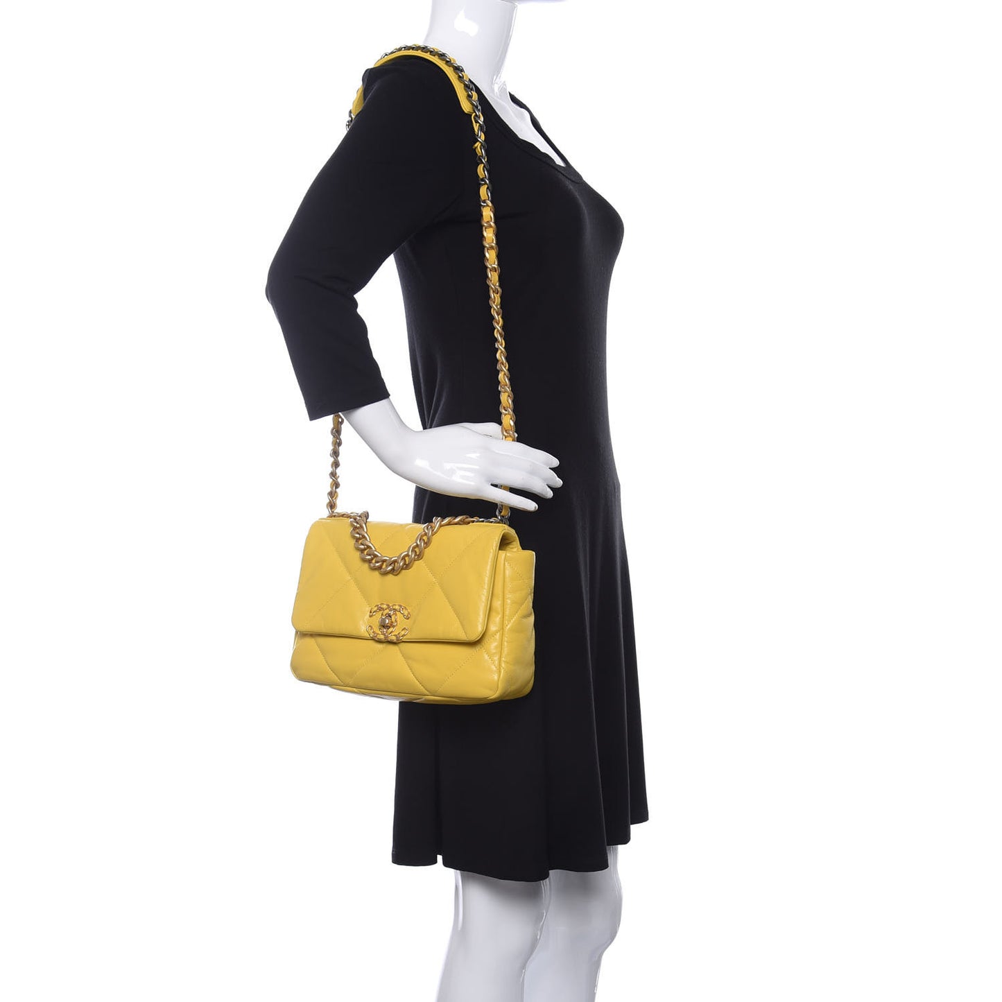 Lambskin Quilted Medium Chanel 19 Flap Yellow