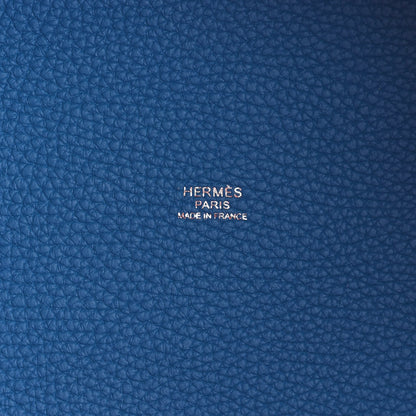 Hermes Taurillon Clemence Casaque Picotin Lock 22 MM Rouge De Coeur Rose Extreme Bleu Zanzibar 5 of 9