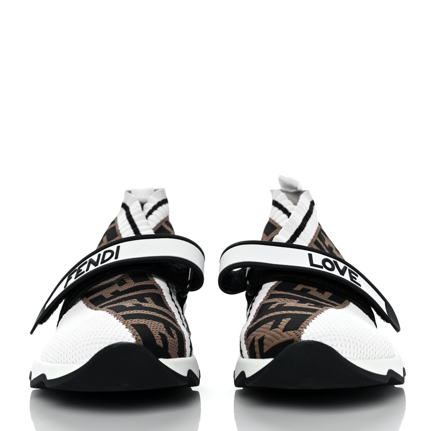 Fendi Stretch Yarn FF Stiff Band Rockoko Sneakers 36 White Black Tobacco 2 of 7