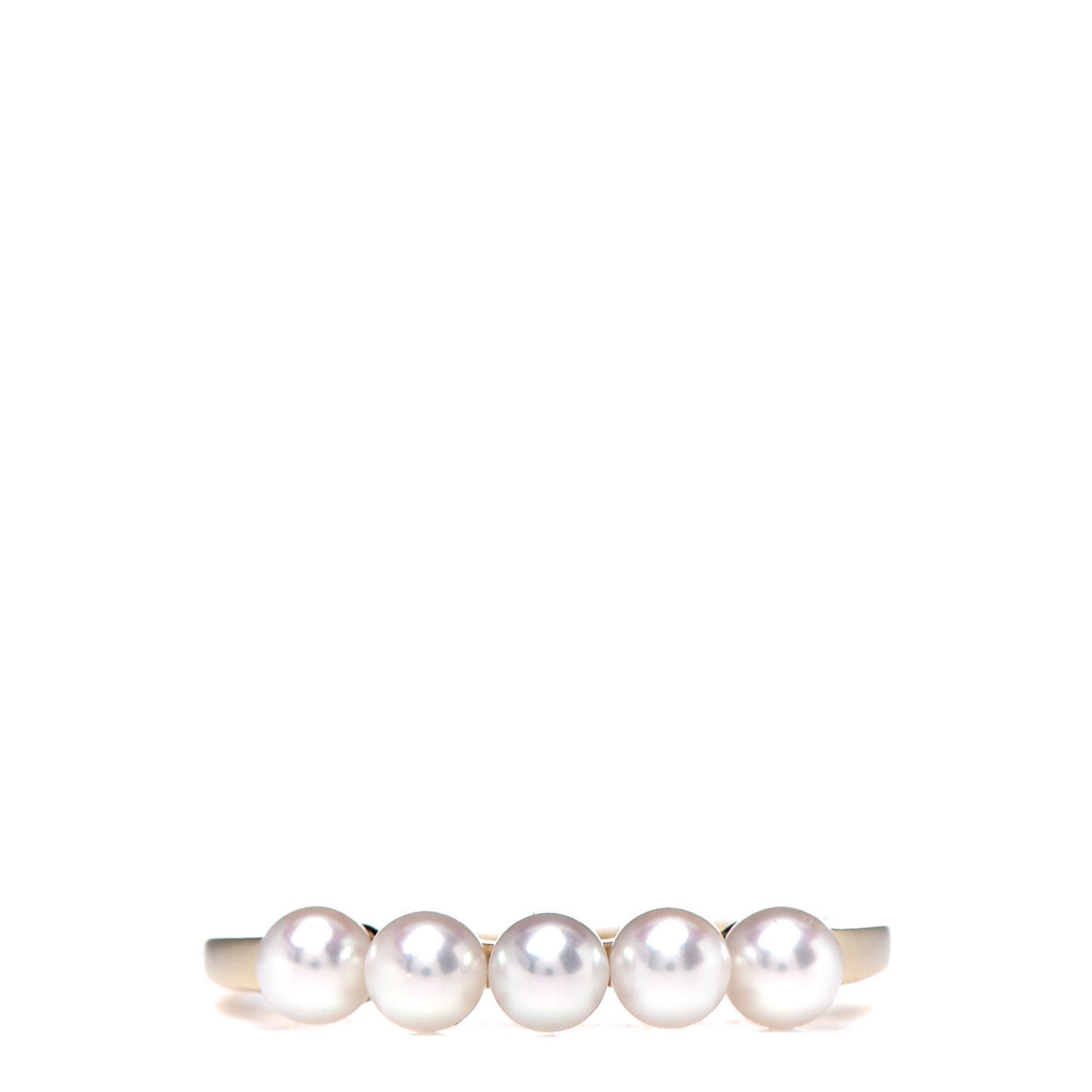 18K Yellow Gold Akoya Peal 5 Pearl Row Ring 54 7