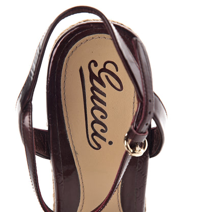 Gucci Patent Microguccissima Penelope Espadrille Wedge Sandals 38 Purple 5 of 7