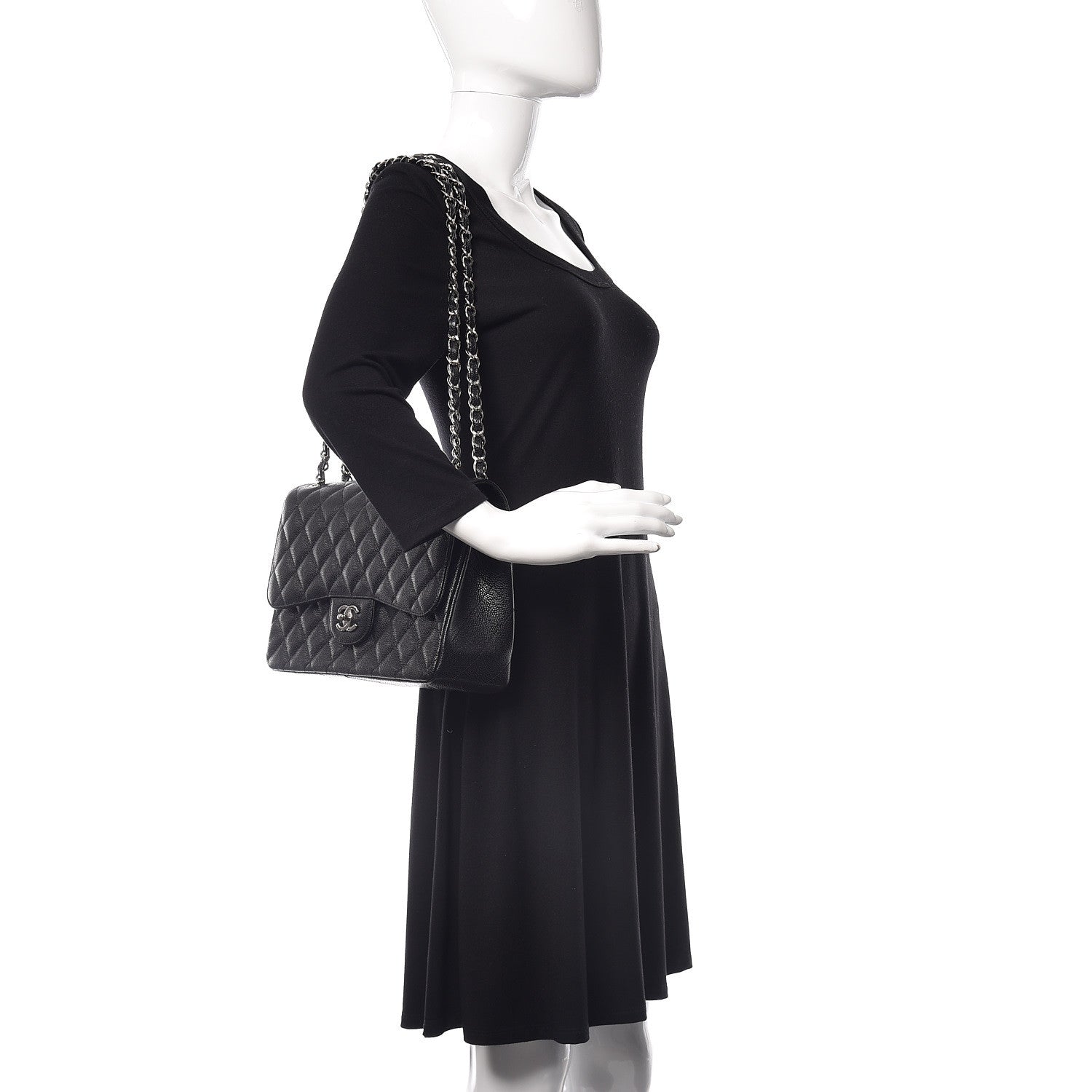 Chanel Caviar Quilted Jumbo Double Flap Black 2 of 10