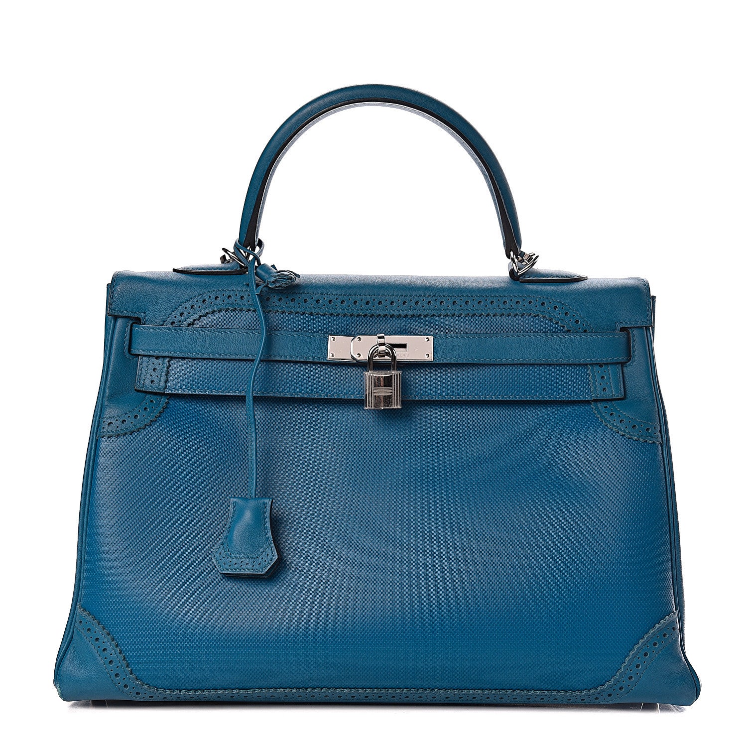 Hermes Swift Grain d'H Ghillies Kelly 35 Bleu Izmir 1 of 44