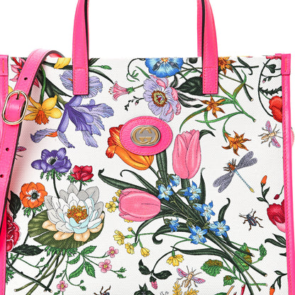 Gucci Canvas Medium Flora Tote Fuchsia 7 of 9