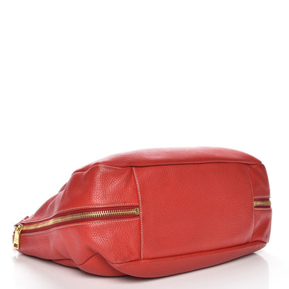 Prada Vitello Daino Side Zip Pocket Hobo Fuoco 4 of 8