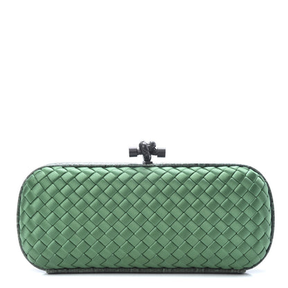 Bottega Veneta Satin Intreccio Impero Ayers Stretch Knot Clutch Emerald 1 of 7