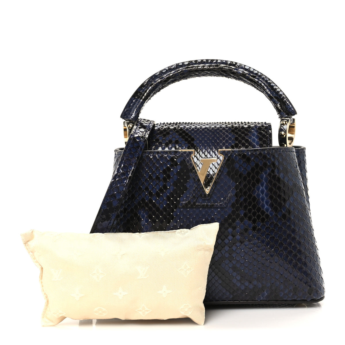 Snakeskin Capucines Mini Blue