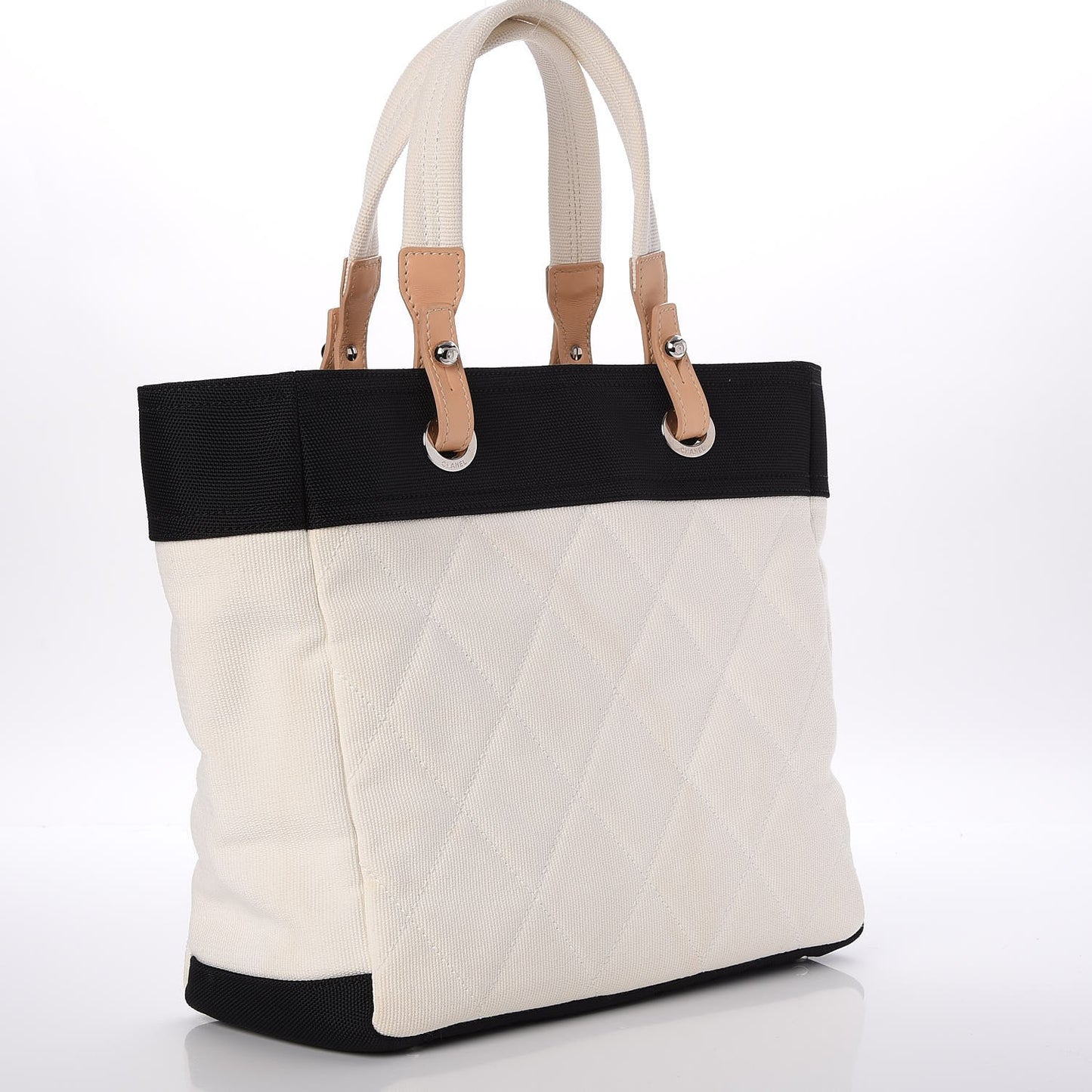 Canvas Large Paris Biarritz Tote White Black