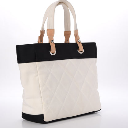 Chanel Canvas Large Paris Biarritz Tote White Black 3 of 6