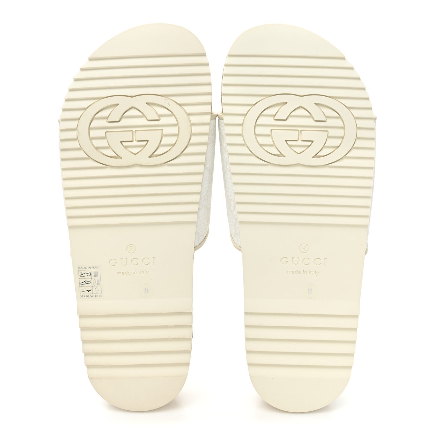 GG Supreme Monogram Demetra Mens Slide Sandals 11 White Mystic White