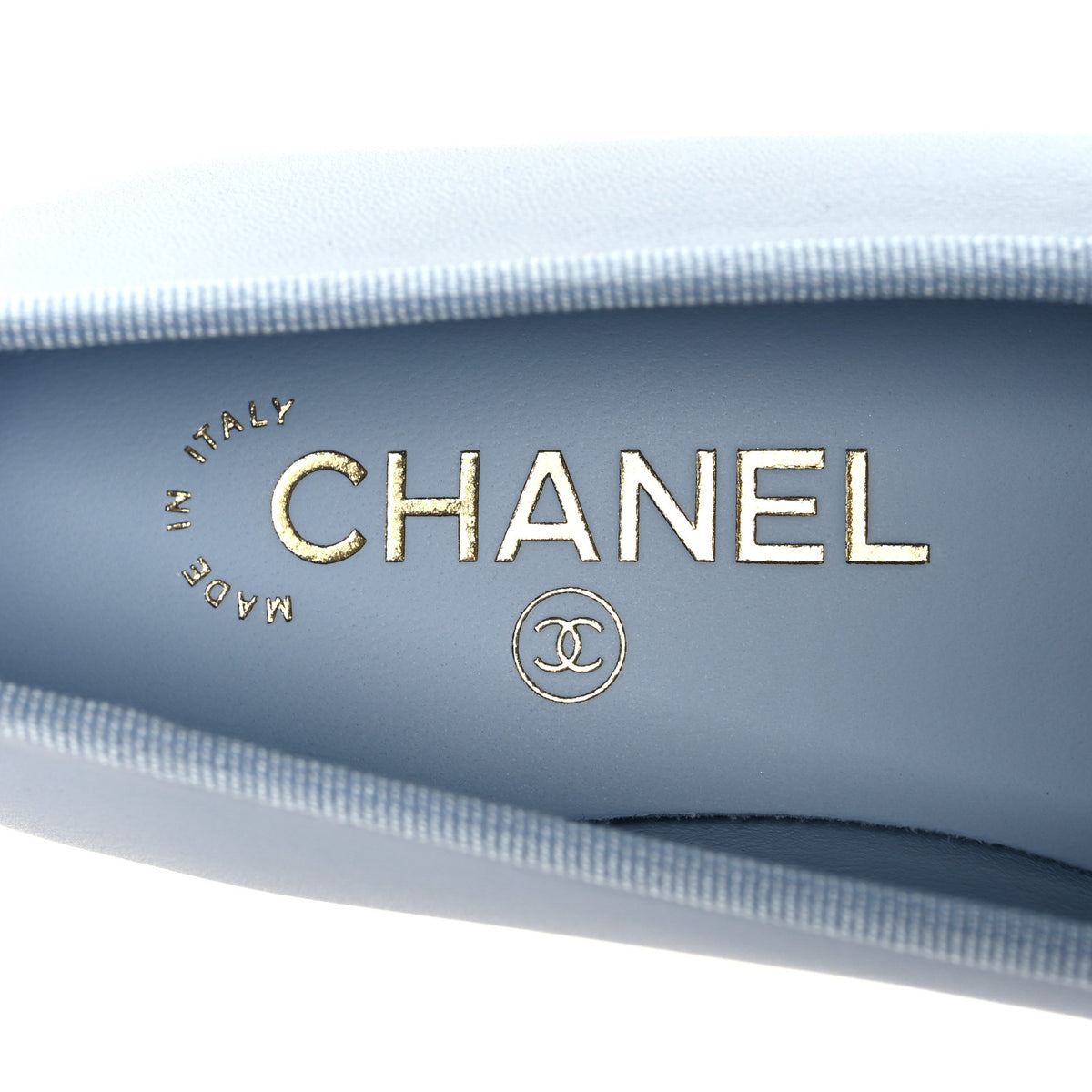 Lambskin Cap Toe CC Ballerina Flats 37 Light Blue Black